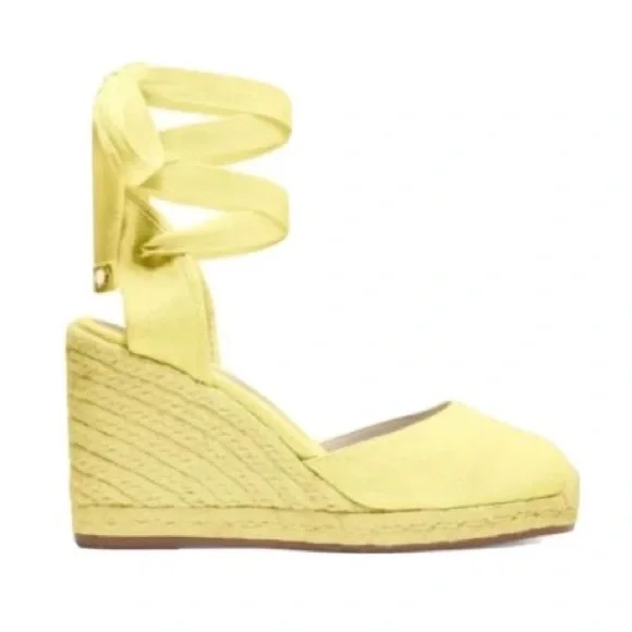 Stuart Weitzman Marguerita Wedge Pale Yellow size 7 - Picture 4 of 4